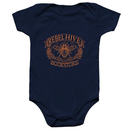 Rebel Hive Bookstore Baby, a Navy Infant Onesie