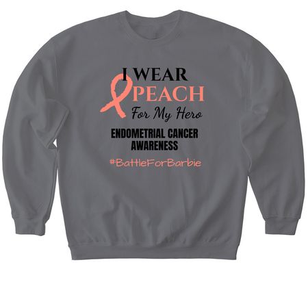 I WEAR PEACH FOR MY HERO, a Charcoal Softstyle Crewneck Sweatshirt