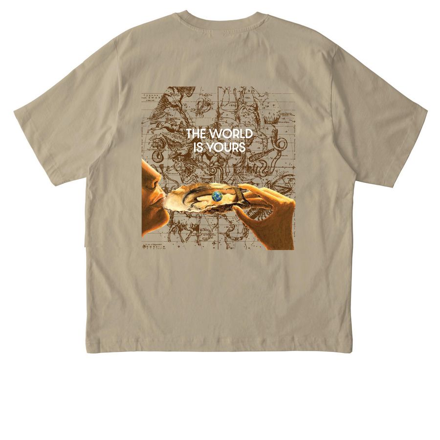 The World is Your Oyster - Original Artwork, a Desert Dust Stanley/Stella Unisex Freestyler Heavyweight Tee