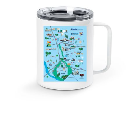 75th Anniversary Map Mug, a White Stainless Steel Travel Mug