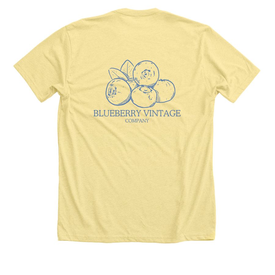 Blueberry Vintage Co, a Heather Yellow Gold Premium Unisex Tee (back-view)