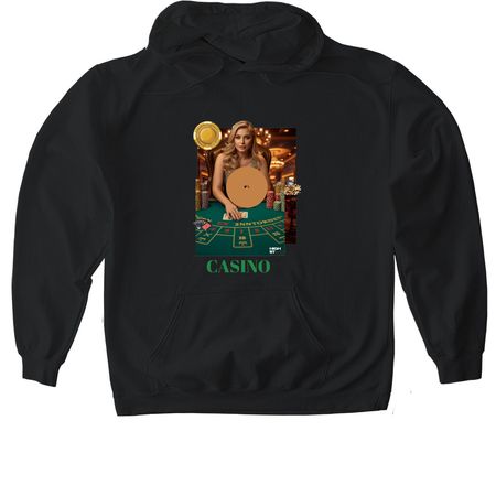 CASINO, a Black Gildan Softstyle Pullover Hoodie