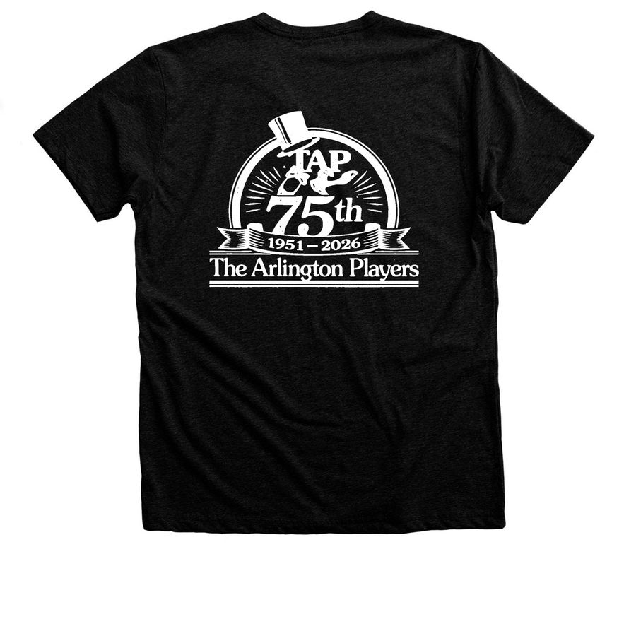 TAP 75th Anniversary Shirts, a Black Heather Premium Unisex Tee (back-view)