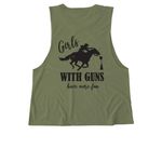Girls with Guns, Have More Fun ?&nbsp;, a Olive You Green Allmade Eco Triblend Women?s Muscle Tank (back-view)
