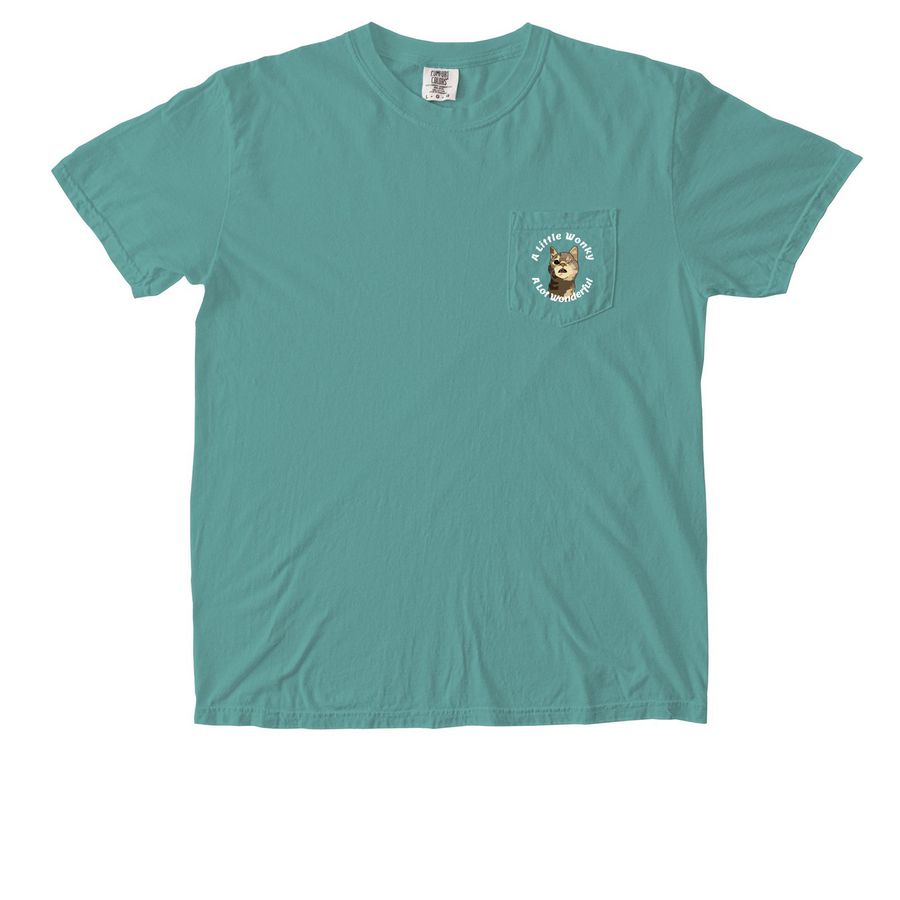 A Little Wonky Pocket Tee, a Seafoam Comfort Colors Pocket Tee