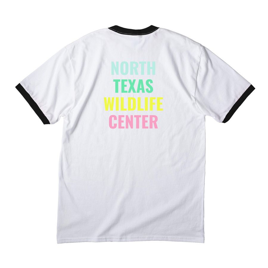 see you soon, raccoon, a White/ Jet Black Cotton Ringer Tee (back-view)