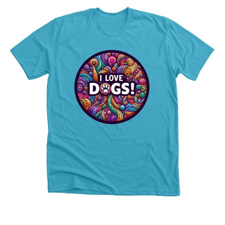 I Love Dogs!, a Heather Aqua Premium Unisex Tee