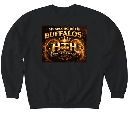 HTH&nbsp; Hustle the House. Every spin. Every time., a Black Softstyle Crewneck Sweatshirt