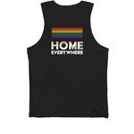 PRIDE - HOME EVERYWHERE, a Black Premium Cotton Tank (back-view)