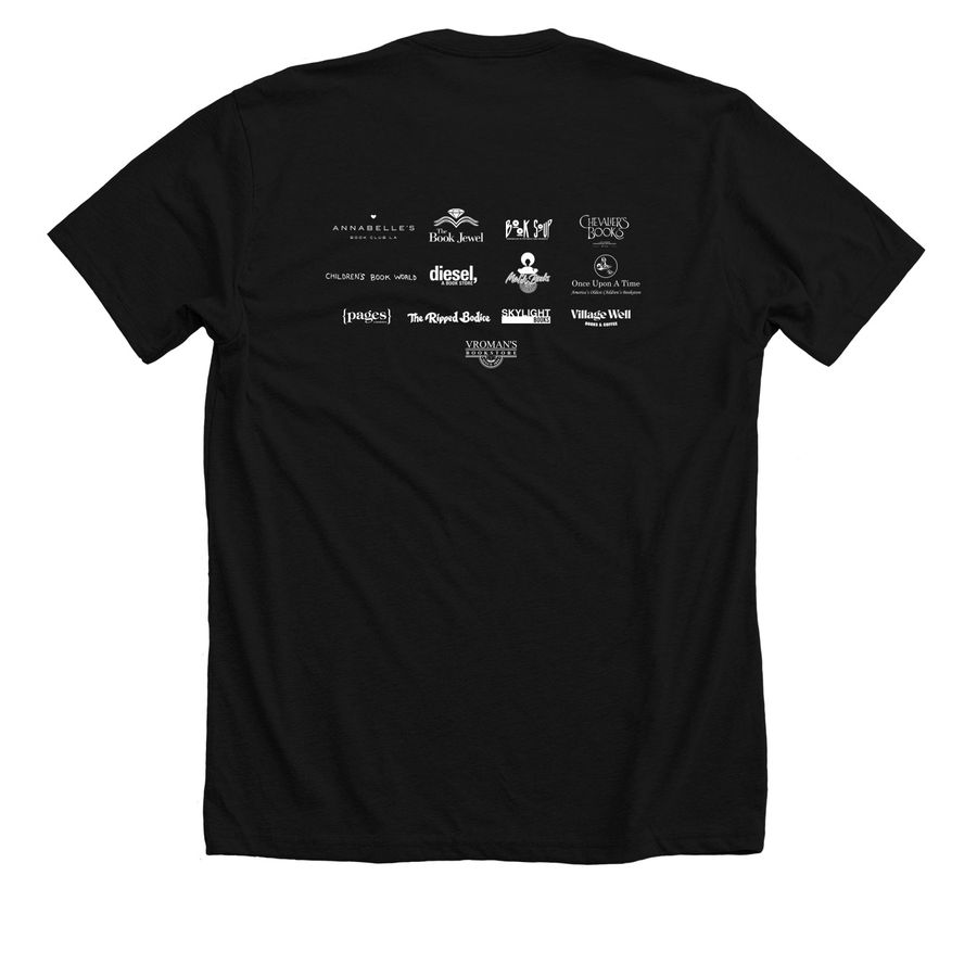 LAIBC blue tee and black tee, a Solid Black Blend Premium Unisex Tee (back-view)