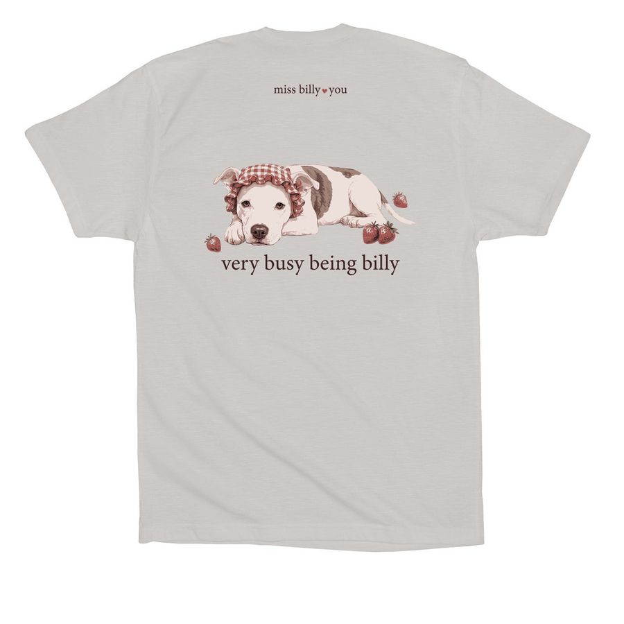 Very Busy Being Billy, a Solid Athletic Grey Premium Cotton Tee (back-view)