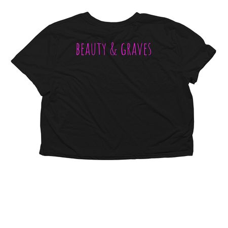 lover girl crop top, a Black Women?s Flowy Cropped Tee (back-view)