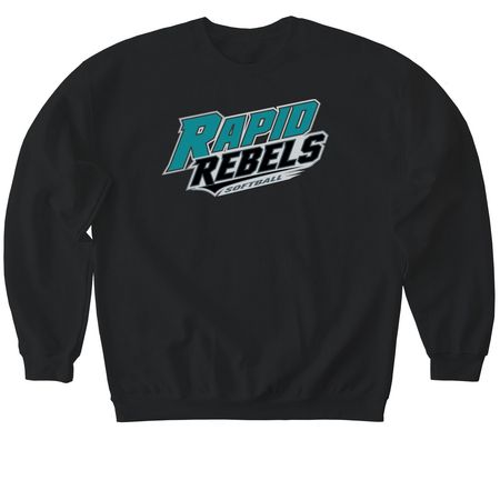 Rapid Rebels word Logo, a Black Softstyle Crewneck Sweatshirt
