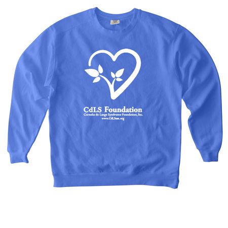 CdLS Foundation Classic Logo Tee, a Flo Blue Comfort Colors Crewneck Sweatshirt