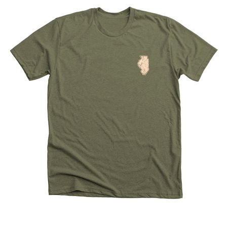 Starved Rock- Sandstone Butte, a Heather Olive Premium Unisex Tee (back-view)