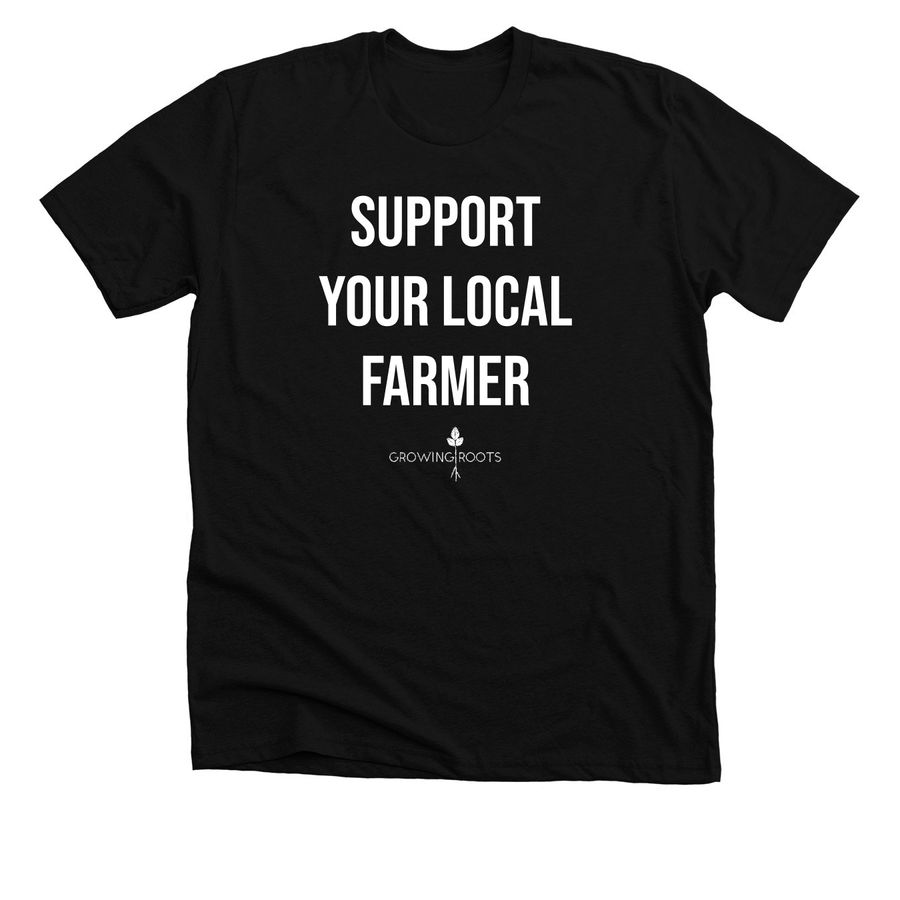 Support local (white font), a Solid Black Blend Premium Unisex Tee