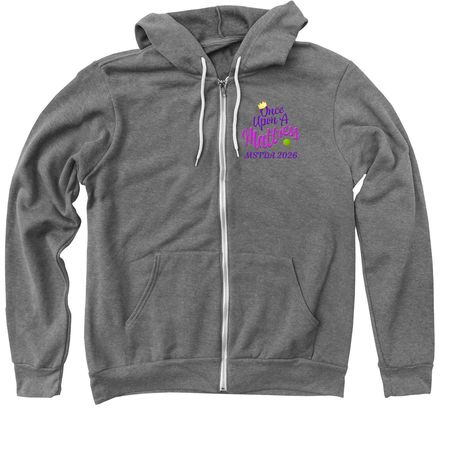 Once Upon A Mattress Shirts, a Deep Heather Zip Up Hoodie