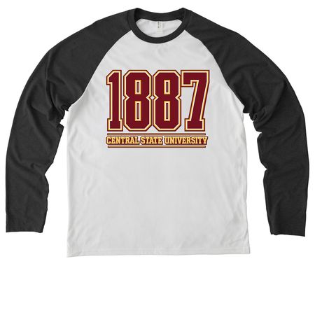 "1887, a Space Black/ Bright White Allmade Eco Triblend Colorblock Raglan Long Sleeve Tee