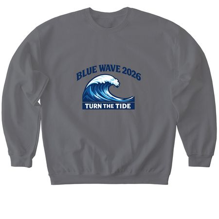 Blue Wave 2026, a Charcoal Softstyle Crewneck Sweatshirt
