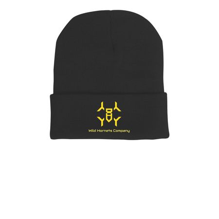 Wild Hornets Top Cover Beanies, a Black Printed Cuffed Beanie