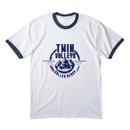 TVRD Logo T-Shirt, a White/ Navy Cotton Ringer Tee