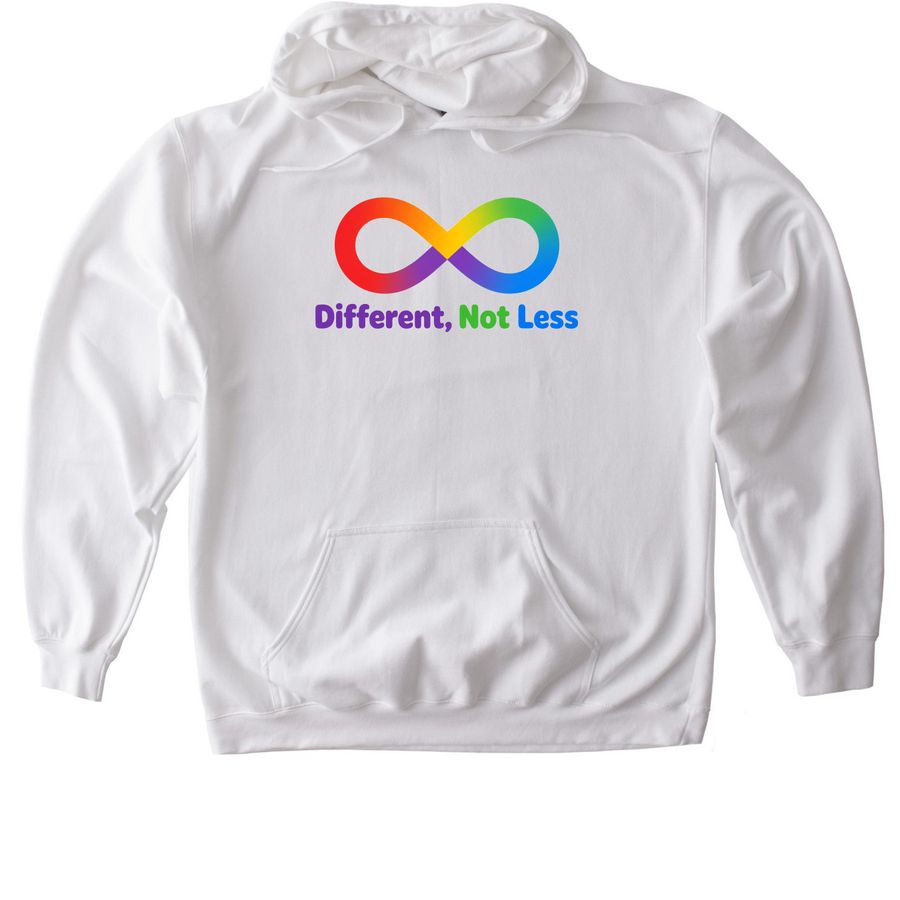 Different, Not Less Tee, a White Gildan Softstyle Pullover Hoodie