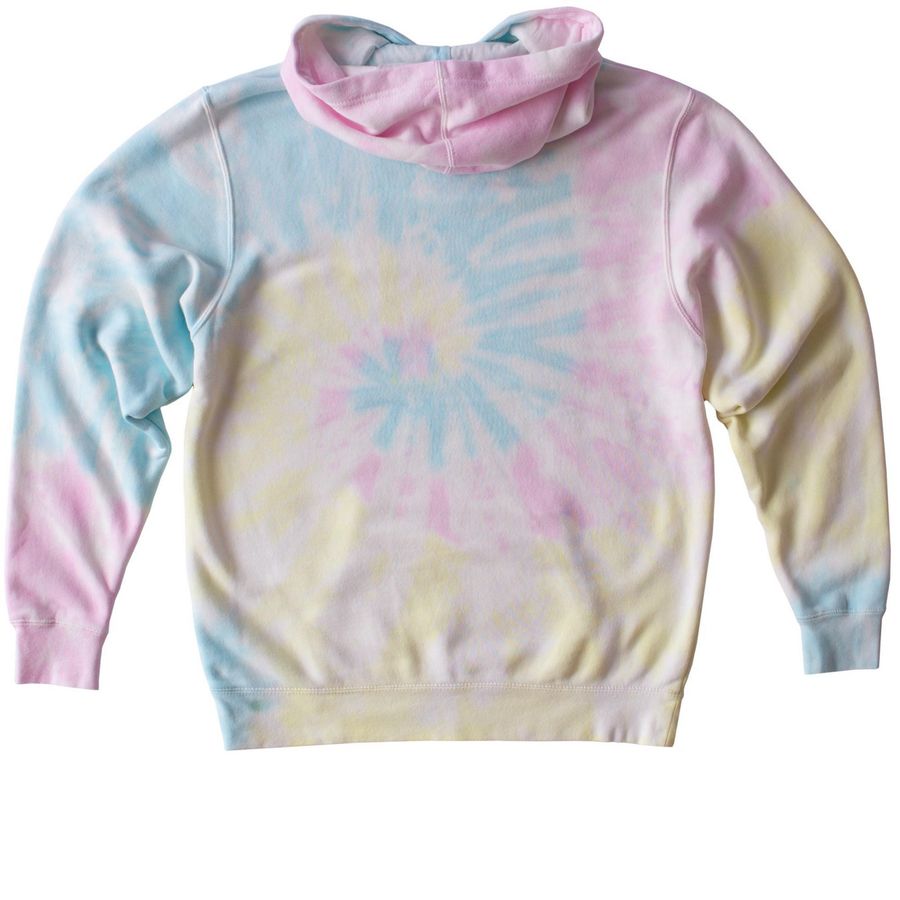 Youth Tees and Hoodies, a Sunset Swirl Youth Tie Dye Pullover Hoodie (back-view)