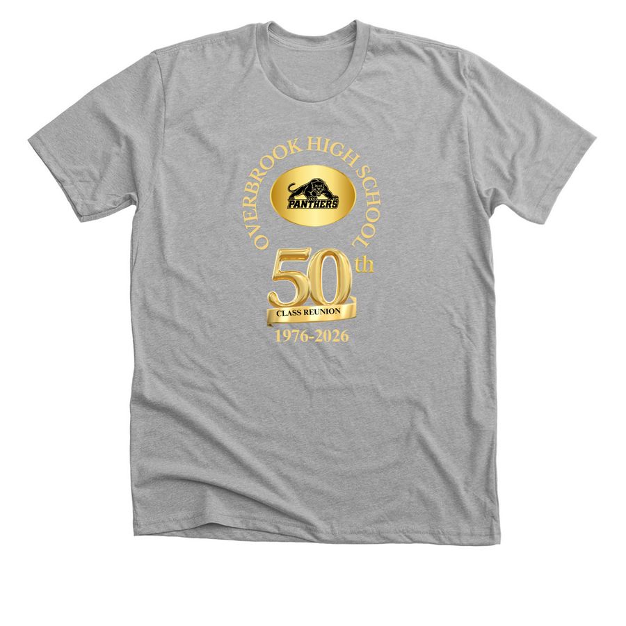 OHS '76 5oth Class Reunion 1976-2026, a Athletic Heather Premium Unisex Tee