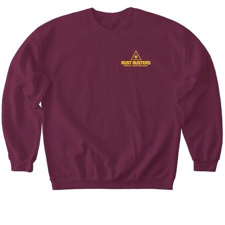 RUST BUSTERS MAROON, a Maroon Softstyle Crewneck Sweatshirt