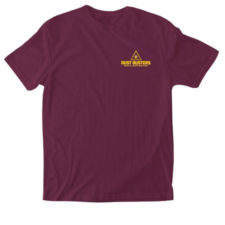 RUST BUSTERS MAROON, a Maroon Softstyle Cotton Tee