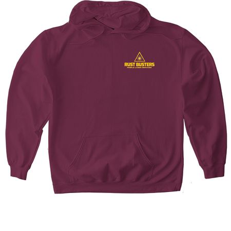 RUST BUSTERS MAROON, a Maroon Gildan Softstyle Pullover Hoodie