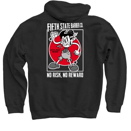 Fifth State Freddie - No Risk, a Black Pullover Hoodie (back-view)