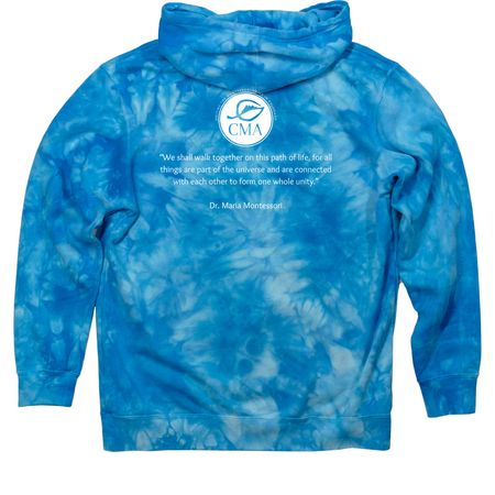 Uniting Montessorians in Colorado, a Aqua Blue Tie Dye Pullover Hoodie (back-view)