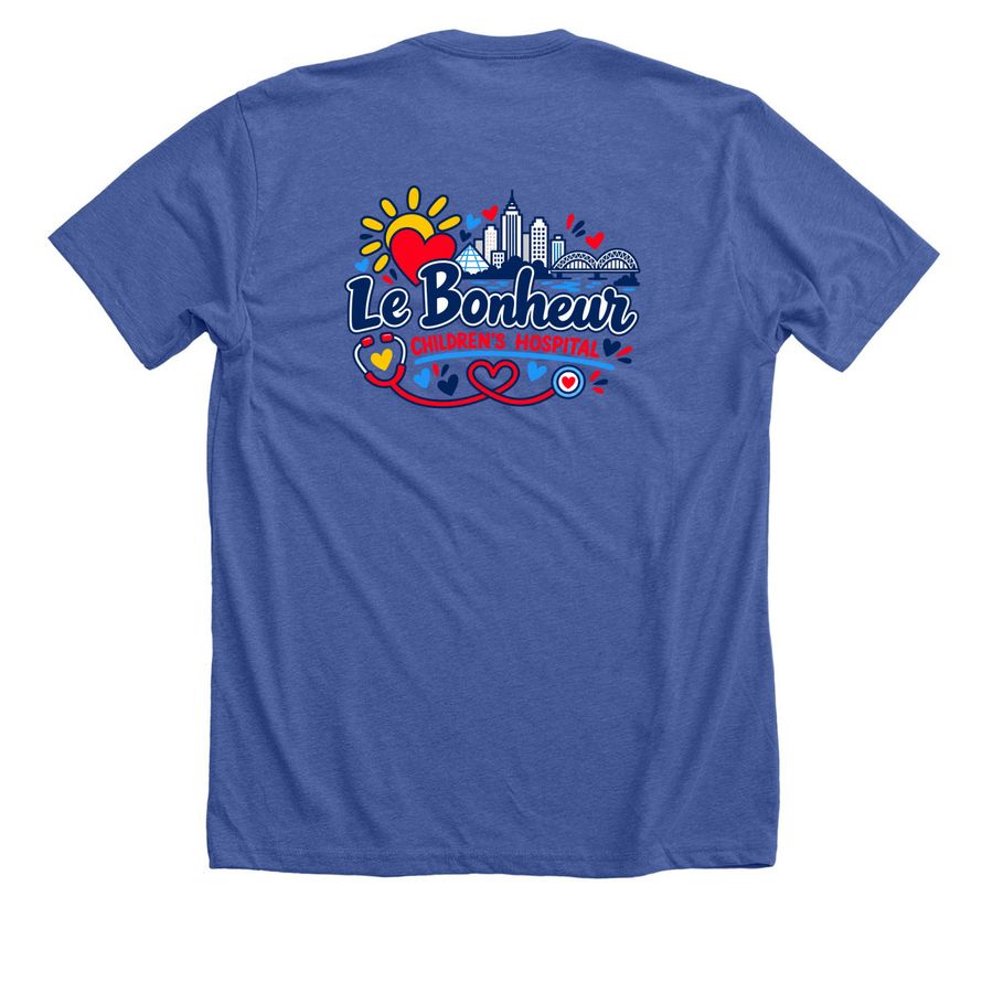 Le Bonheur Caring In The Heart of Memphis, a Solid True Royal Premium Unisex Tee (back-view)