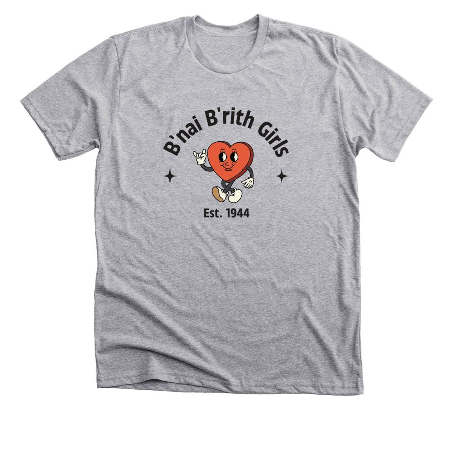 B'nai B'rith Girls Est. 1944 heart, a Athletic Heather Premium Unisex Tee
