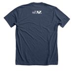 Wednesdays Are Mid Shirt, a Heather Navy Premium Unisex Tee (back-view)