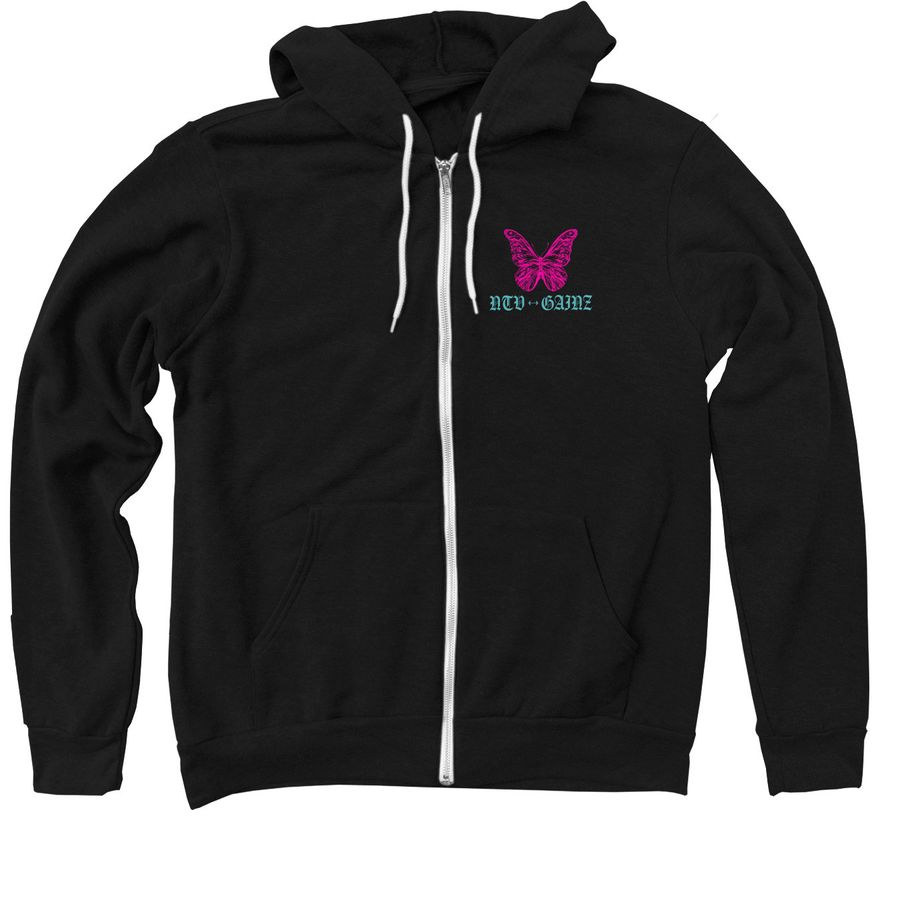Butterfly GAINZ&nbsp;, a Black Zip Up Hoodie