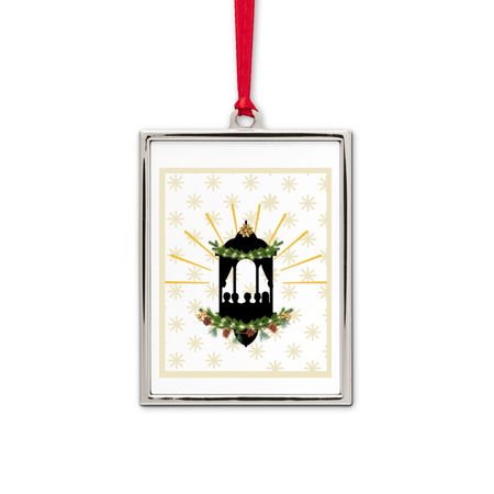 Lantern Christmas Ornament, a White Silver Portrait Frame Ornament