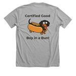 Certified Good Boy in a Bun!, a Athletic Heather Premium Unisex Tee (back-view)