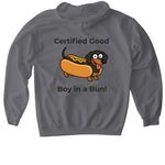 Certified Good Boy in a Bun!, a Charcoal Gildan Softstyle Pullover Hoodie (back-view)