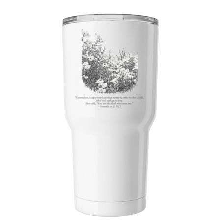 seen and loved 30oz tumbler, a White Insulated Tumbler (back-view)