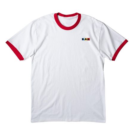 Balkoia Arts Limited -Tees & Sweatshirts, a White/ Red Cotton Ringer Tee