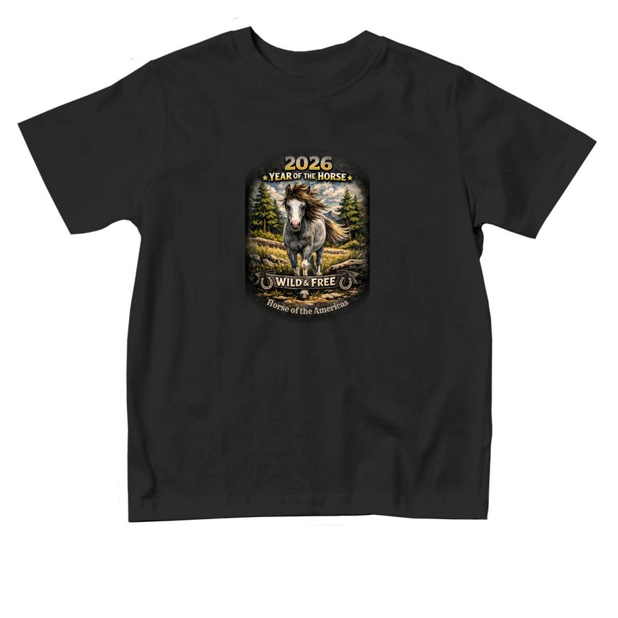 Horse of the Americas - Wild & Free toddler, a Black Toddler Tee