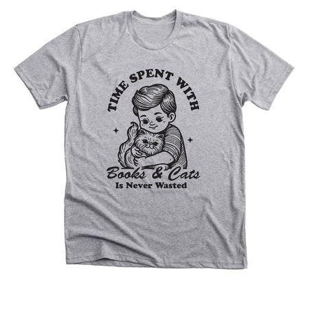 Books & Cats, a Athletic Heather Premium Unisex Tee