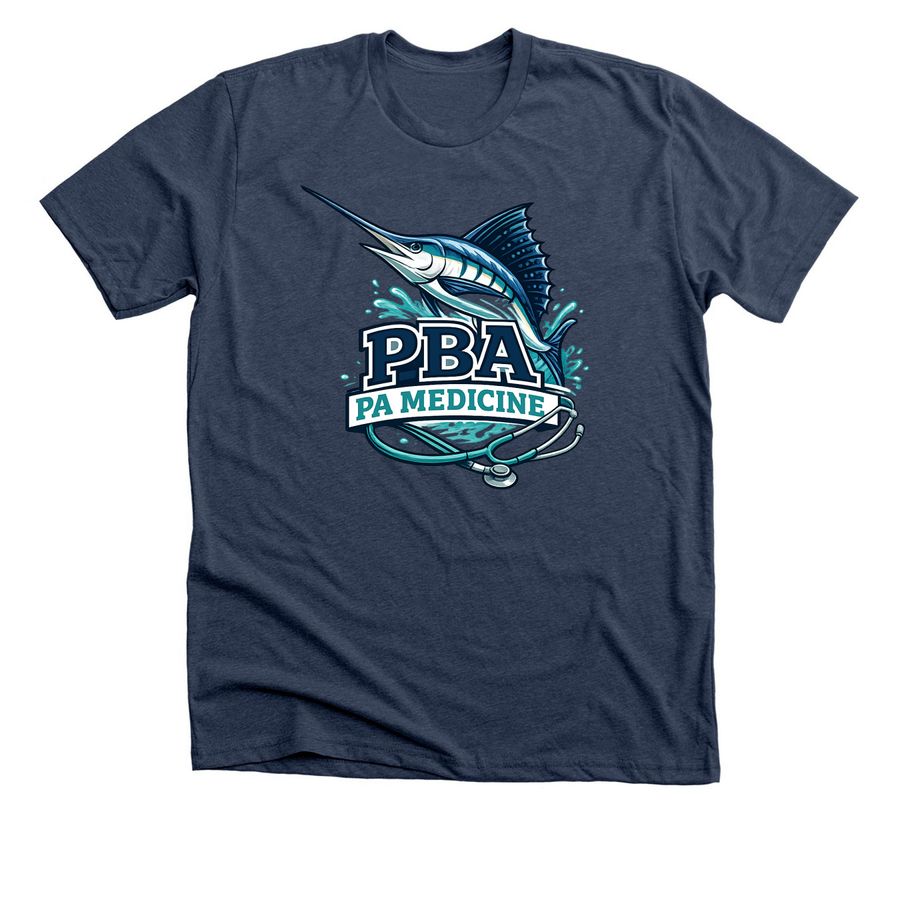 PBA PA Medicine, a Heather Navy Premium Unisex Tee