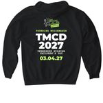 Make Noise. Missing Kids Can't. TMCD 2027., a Black Gildan Softstyle Pullover Hoodie (back-view)