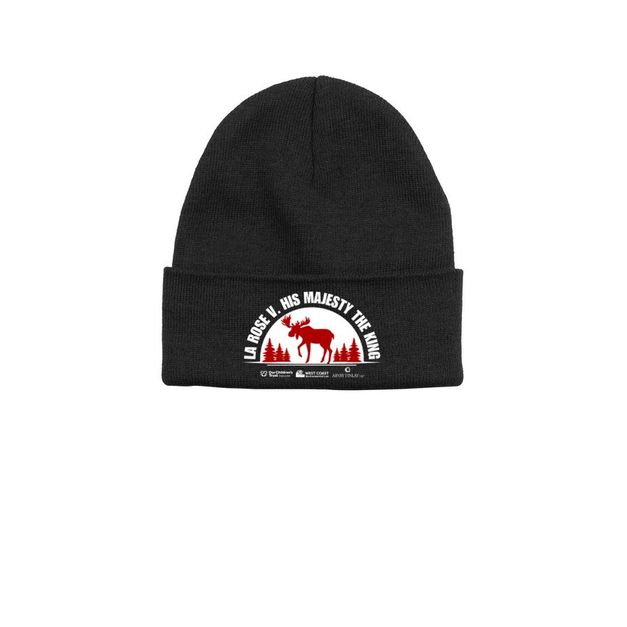 Youth v. Canada Moose Beanie, a Black Printed Base Camp Beanie