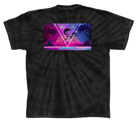 JMs (80s edition), a Black Classic Tie Dye Tee (back-view)