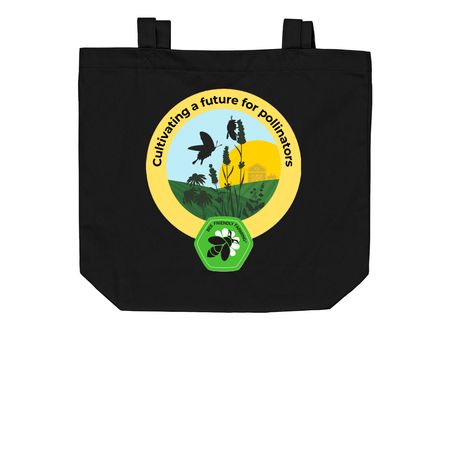 Bee Friendly Farming Tagline Tote, a Black Organic Cotton Tote Bag