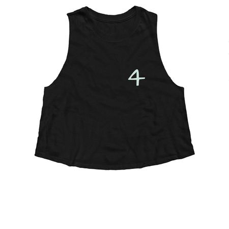 4th Annual, a Solid Black Blend Women?s Cropped Racerback Tank